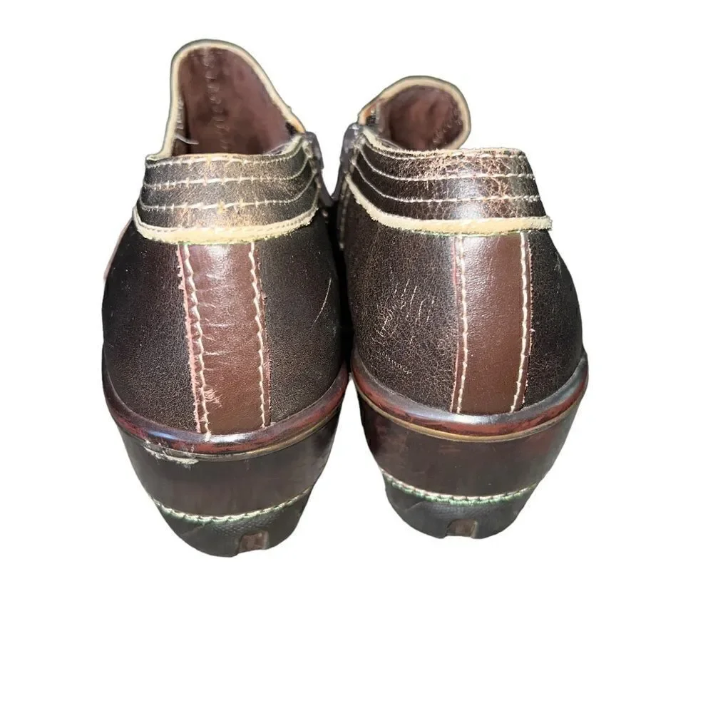 Jambu‎ brown leather block heel and side zip booties women's size 7.5